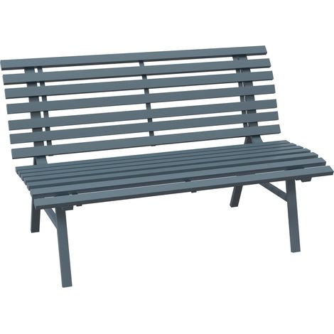 Beyamis Gartenbank, Sitzbank, Parkbank, Latte-Design, wetterfest, Aluminium, 123 x 67 x 79 cm, blau
