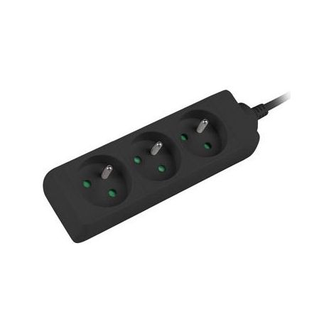Regleta alargadora Lanberg de 3 m, color negro, 3 tomas de 230 V PL, cable de cobre macizo. (1/2)