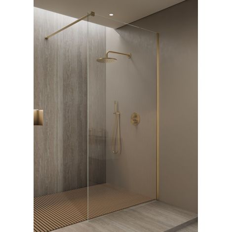 Schermo doccia fisso in oro spazzolato 80 cm - Lixa