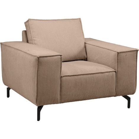 Fauteuil en velours côtelé camel PUEBLO Casita
