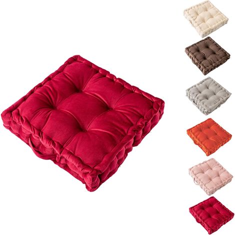 1 Coussin De Sol 38x38cm, Velours Doux Avec Poignée, Épais 8cm Pour Yoga, Lecture, Salon, Terrasse