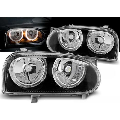 Paire de feux phares VW Golf 3 de 09/1991 a 08/1997 angel eyes noir-27361911 (1/2)