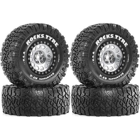 Ensemble de 4 jantes Beadlock de 120 mm (1,9 pouce) avec pneus en caoutchouc pour voiture RC Crawler 1/10 Axial SCX10 Pro Capra (1/5)