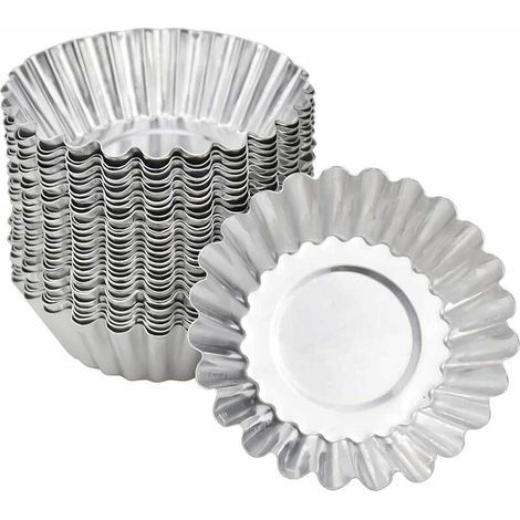 50-teiliges Set aus verzinntem Gusseisen für Törtchen und Muffins, antihaftbeschichtet und wiederverwendbar, ideal zum Backen von DIY-Produkten in der Küche, silberfarben (1/5)