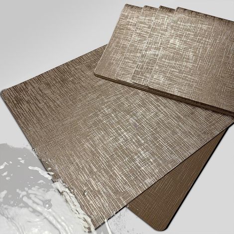 Lot de 6 sets de table en cuir avec aspect métallique brillant - Antidérapants - Lavables - Résistants à la chaleur - Découpables - En plastique - Pour l'extérieur (1/5)
