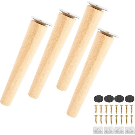 Set of 4 Solid Wood Sofa Legs, Furniture Legs for Armchair, Nightstand, Cabinet, Drawer(20cm, straight) (1/5)