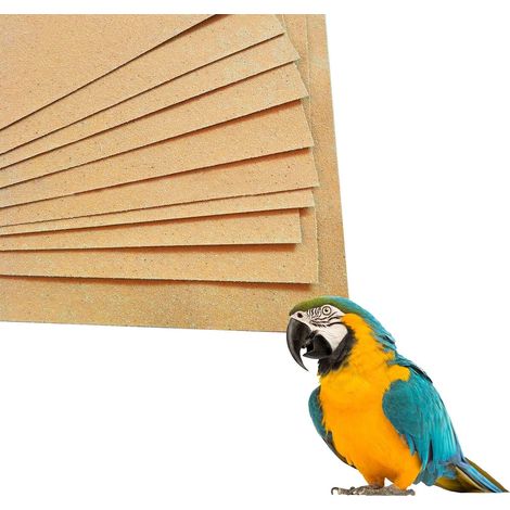 20 Feuilles de Papier Sablé pour Cage à Oiseaux, 43 x 28 cm, Tapis de Fond de Cage, Papier Sablé pour Oiseaux, Facile à Nettoyer, Papier de Calcium avec Sable Marin pour Perruches, Perroquets, Conures (1/5)