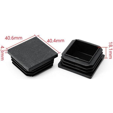 Lot de 12 Embouts Carrés à Lamelles 40 x 40 mm Noir pour Tubes Métalliques Chaises Étagères et Structures en Acier (1/5)
