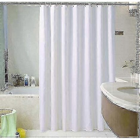Rideau de douche extra long blanc uni 180 x 220 cm, compatible avec les salles de bain. (1/4)