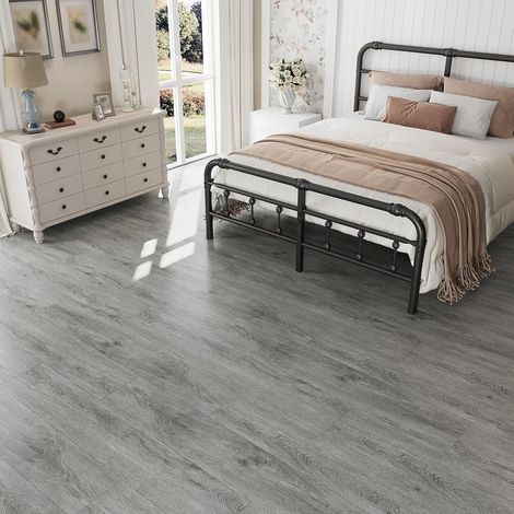 Dalle PVC Adhesive Sol Bois Gris Vintage Carrelage Adhesif Sol Chambre Salon Dalle Garage Chambre Stickers Carrelage Cuisine Imperméable Autocollant 90 cm ×15 cm 16 Pièces (1/5)