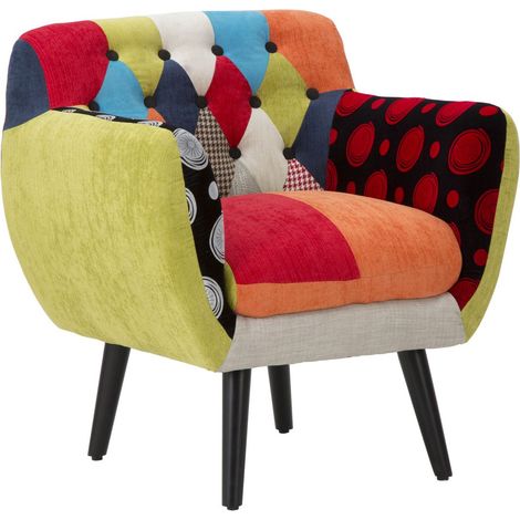 Poltrona Imperial New patchwork capitonne multicolor 67x57x73 cm (1/5)