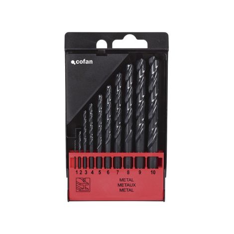 Brocas para Metal HSS DIN 388 estuche Ø 1- 2- 3- 4- 5- 6- 7- 8- 9 y 10mm 10 Unds