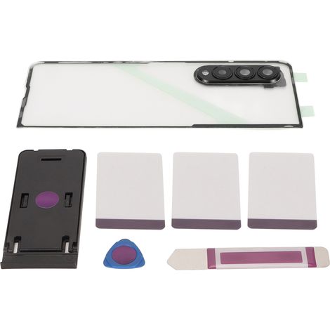 Coque arrière en verre transparent avec objectif de caméra et support pour Samsung Galaxy Z Fold 3 5G F926 avec objectif de caméra noir (1/5)