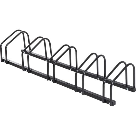 Râtelier 5 vélos range-vélos support rangement vélo à pneu 65 mm dim. 145L x 33l x 27H cm acier noir (1/5)