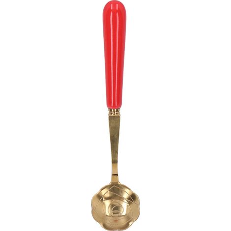 Cuillère à Thé en Forme de Fleur en Acier Inoxydable, Cuillère à Dessert pour Glace et Boissons, Manche Rouge (1/5)