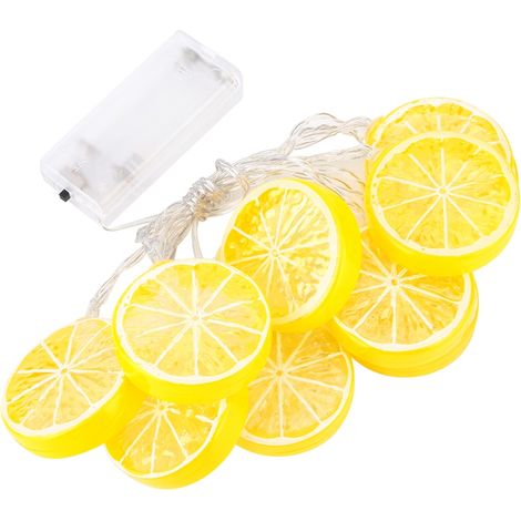 Guirlande lumineuse citron 1,5 m 10 LED pour jardin, Noël, décoration de fête