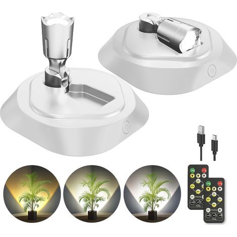 set di faretti LED tricolore wireless con telecomando, timer, ricaricabili, dimmerabili, bianchi (1/5)