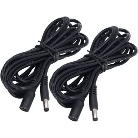Rallonge de lumière solaire 2 pièces 5,5 x 2,1 mm – Tension 12V/24V – Câble cuivre 24AWG – Longueur 2,9 mètres – Pour systèmes d'éclairage CC - DC12V (1/4)