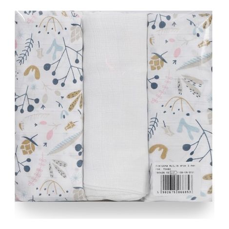 Pañal de muselina estampado, paquete de 3, tamaño 70x80 (1/5)