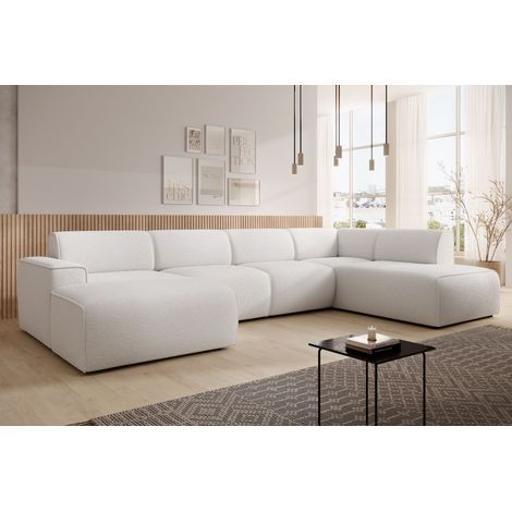 AX LIVING XXL Sofa U Form Didim Versilbert 378cm breit, modern & großzügig R