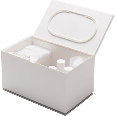 Boite à Coton, Plastique, Blanc, 16 x 10 x 9 cm (1/5)