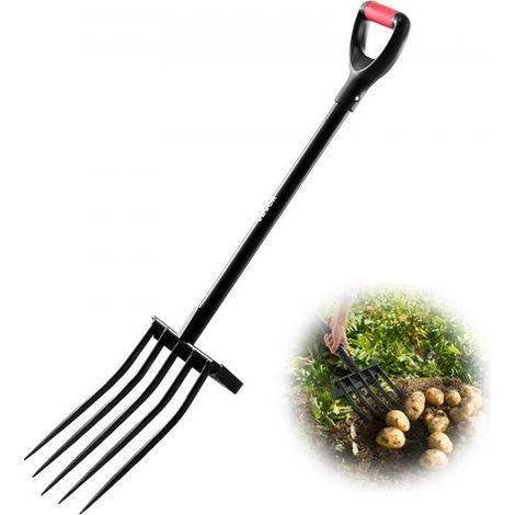 Dunggabel, 5-Zinken-Gartenheugabel mit Mistgabel, 1050 mm Heugabel, Mistforke mit Y-Griff, Spatengabel aus geschmiedetem Stahl für Heu, Kartoffelkompostierung, Umpflanzen, Belüftung (1/5)