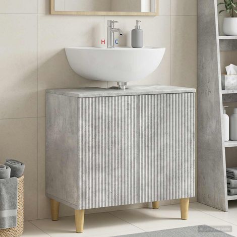 vidaXL Armadio per Lavabo da Bagno ARNHEM Grigio Cemento