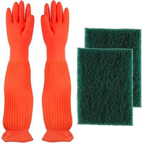 Aquarium Cleaning Tool Set: 22-inch Waterproof Gloves, Aquarium Cleaner Fish Tank Sponge (1/4)