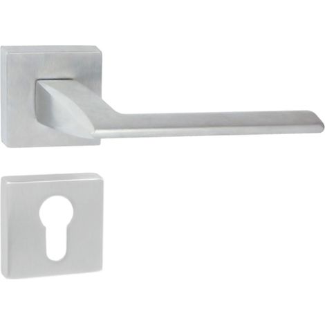DOMINO Poignée de porte ELIZA QR M4 PZ Poignée avec plaque PZ pour cylindre profilé Chromé satiné (1/5)