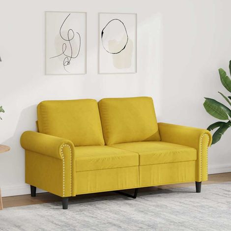 Canapé-Sofa à 2 places Jaune 120 cm Velours 954512 (1/5)