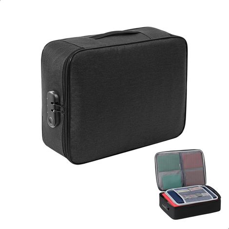 Rangement Documents avec Serrure, Boîte de Rangement Papier étanche pour Range Document avec Serrure Mallette Organisateur de portable pour fichiers et passeport le bureau, la maison, école (1/5)