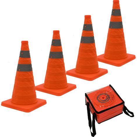 4x Pylon faltbar 45 cm Leitkegel Warnkegel Verkehrskegel Sicherheitskegel reflektierend (1/5)