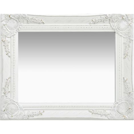 Espejo de pared rectangular estilo barroco 50x40 cm Blanco DEC022850