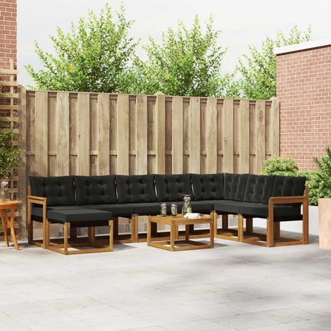vidaXL Outdoor-Sofagarnitur 9 Stk. Natürlich und Schwarz (1/5)