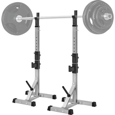 Homevive Soporte para Barra de Pesas Soporte de Sentadillas y Musculacion Rack Barra Levantamiento Gimnasio Ajustable Altura Carga Máxima 300 kg (1/5)