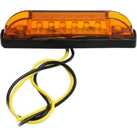 Barre lumineuse LED ambre 10 cm (4 pouces) 12 V étanche, 6 LED, pour camping-car, bateau ou marine. (1/5)