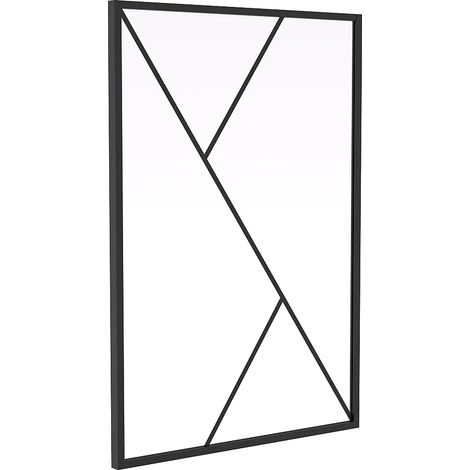 Vente-Unique – Verrière asymétrique en aluminium noir 90 x 130 cm – Verre trempé 4 mm – Installation intérieure – Poteaux d'angle disponibles (1/3)