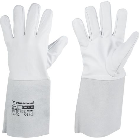 Gants de soudage en cuir de chèvre, gants de travail, taille 9, qualité Vorstahl (1/4)