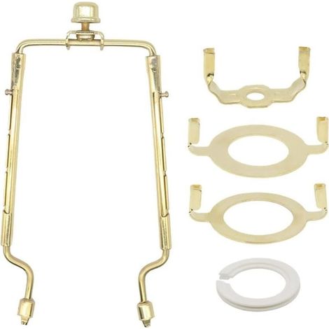 Kit d'abat-jour harpe 20.3 cm réglable en hauteur support en métal avec plusieurs adaptateurs pour compatibilité avec différents supports d'ampoule y compris convertisseur E14 (doré) (1/5)