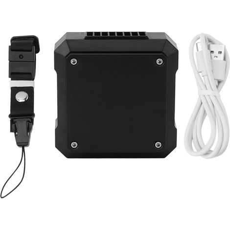 Ventilateur ceinture rechargeable par USB, batterie 4000 mAh, 3 vitesses, lumière blanche, boîtier en ABS, idéal pour le camping et les voyages d'aventure. (1/5)