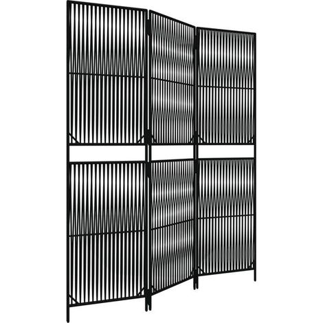 Paravent 3 Panneaux en Résine Tressée Noir, Séparateur de Pièce (1/5)