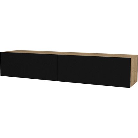 Mobile TV con ripiani 135 x 31 x 25 cm effetto rovere e nero 030007867
