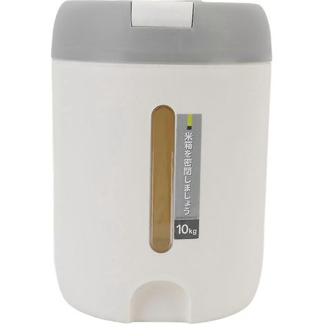 Getreidebehälter, hellgrau, 10 kg (22 lb), großes Fassungsvermögen, Pressdeckel, feuchtigkeitsbeständig, luftdicht, verdickt (1/4)