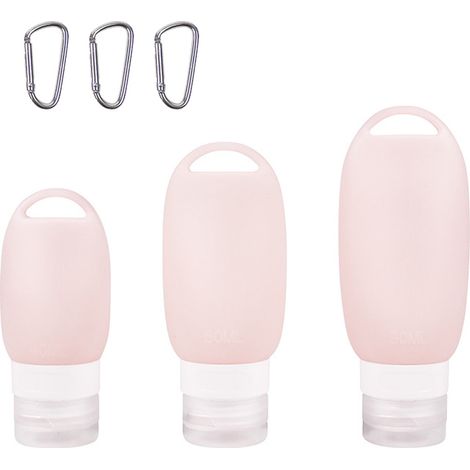 Ensemble de 3 flacons de voyage pour produits de toilette (shampoing et après-shampoing). (1/5)