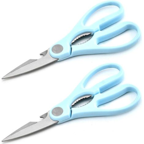 2 pcs Ciseaux De Cuisine, Scie À Ruban En Acier Inoxydable, Ciseaux Ménagers, Ciseaux Multi-usages, Longueur: 20 Cm, Bleu (1/5)