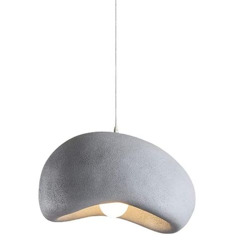 Suspensions d'éclairage Intérieur Lustre Minimaliste Moderne Wabi-sabi Résine Pendentif Lumière Réglable E27 Luminaire-Lumière de 3 Couleurs(Gris,20cm) (1/5)
