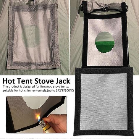 Rideau pour poêle de tente, tissu ignifugé et résistant à la chaleur pour poêle à bois de camping, accessoires de ventilation pour cheminée. (1/5)
