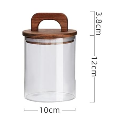 Bocal en verre en forme de pétale, théière hermétique, sucrier alimentaire de grande capacité, bocal de rangement rayé, bocal rond en verre (800 ml)