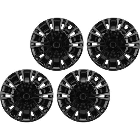 4 pièces 16 pouces couvercle de moyeu de roue universel à clipser enjoliveurs ABS R16 Kit de capuchons pour voitures camion SUV noir (1/5)