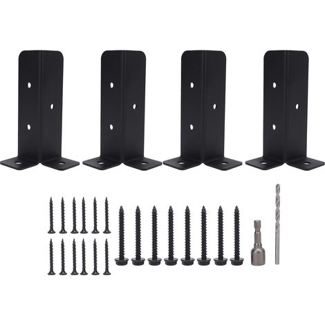 4 ensembles de supports d'ancrage de poteau, Kit de montage de Support de Base en métal pour Support de pont, rampes de balustrade de porche de clôture robuste (1/5)